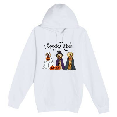 Golden Retriever Ghost Dogs Halloween Dog Witch Spooky Vibes Premium Pullover Hoodie