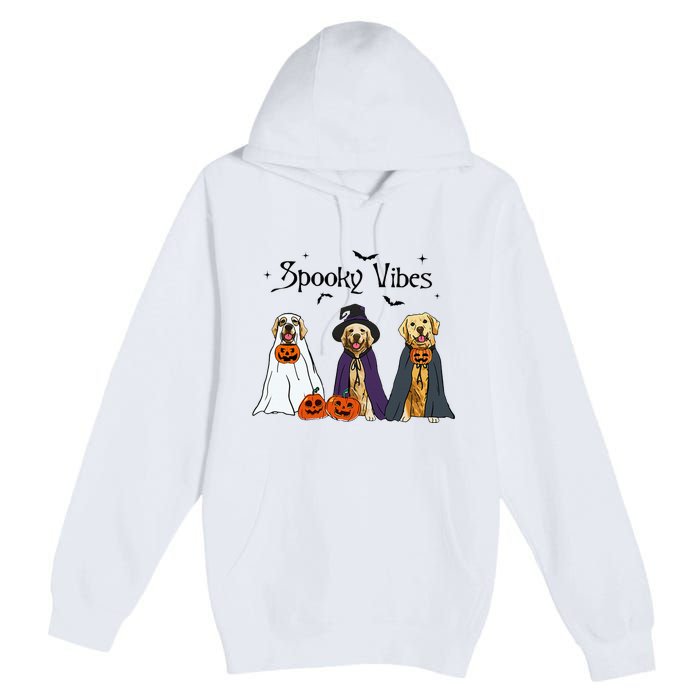 Golden Retriever Ghost Dogs Halloween Dog Witch Spooky Vibes Premium Pullover Hoodie