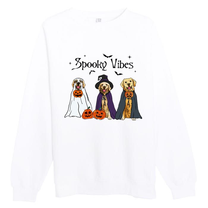 Golden Retriever Ghost Dogs Halloween Dog Witch Spooky Vibes Premium Crewneck Sweatshirt