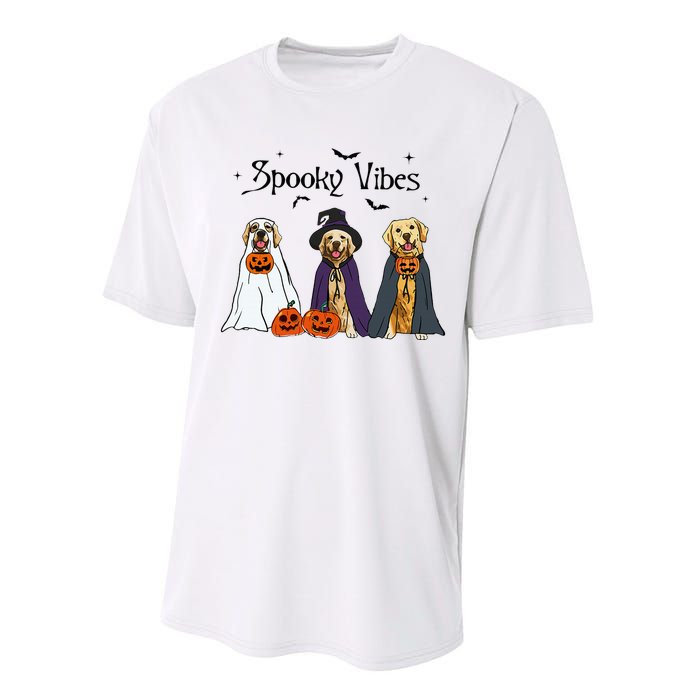 Golden Retriever Ghost Dogs Halloween Dog Witch Spooky Vibes Performance Sprint T-Shirt