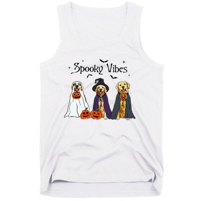 Golden Retriever Ghost Dogs Halloween Dog Witch Spooky Vibes Tank Top