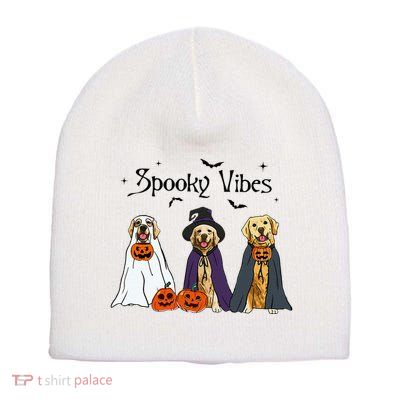 Golden Retriever Ghost Dogs Halloween Dog Witch Spooky Vibes Short Acrylic Beanie