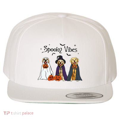 Golden Retriever Ghost Dogs Halloween Dog Witch Spooky Vibes Wool Snapback Cap