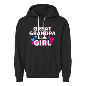 Gender reveal great grandpa says matching baby party Garment-Dyed Fleece Hoodie