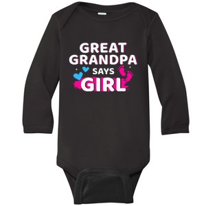 Gender reveal great grandpa says matching baby party Baby Long Sleeve Bodysuit