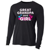 Gender reveal great grandpa says matching baby party Cooling Performance Long Sleeve Crew