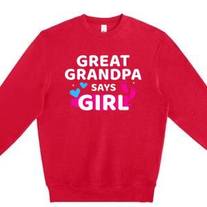 Gender reveal great grandpa says matching baby party Premium Crewneck Sweatshirt