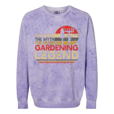 Gardener Retirement Gift The Man Myth Retired Gardening Legend Colorblast Crewneck Sweatshirt