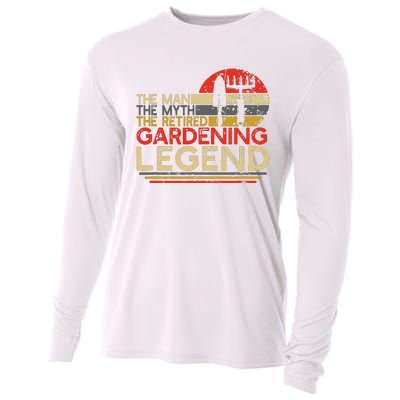 Gardener Retirement Gift The Man Myth Retired Gardening Legend Cooling Performance Long Sleeve Crew