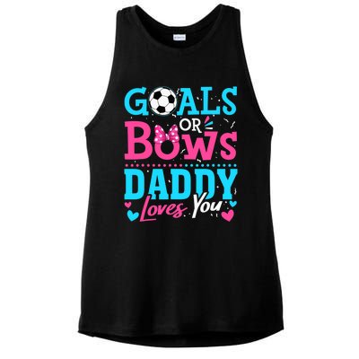 Gender Reveal Goals Or Bows Daddy Loves You Soccer Ladies PosiCharge Tri-Blend Wicking Tank