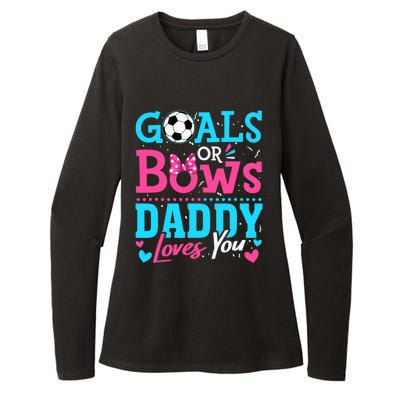 Gender Reveal Goals Or Bows Daddy Loves You Soccer Womens CVC Long Sleeve Shirt