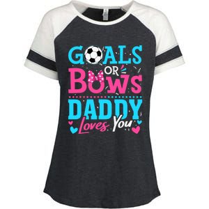 Gender Reveal Goals Or Bows Daddy Loves You Soccer Enza Ladies Jersey Colorblock Tee