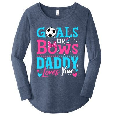 Gender Reveal Goals Or Bows Daddy Loves You Soccer Women's Perfect Tri Tunic Long Sleeve Shirt