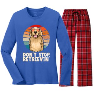 Golden Retriever Gift Dont Stop Retrievin Tee Golden Meaningful Gift Women's Long Sleeve Flannel Pajama Set 