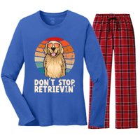 Golden Retriever Gift Dont Stop Retrievin Tee Golden Meaningful Gift Women's Long Sleeve Flannel Pajama Set 