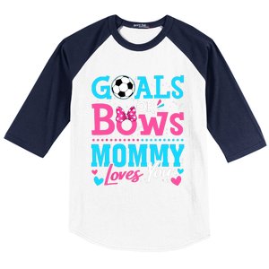 Gender Reveal Goals Or Bows Mommy Loves You Soccer Baseball Sleeve Shirt