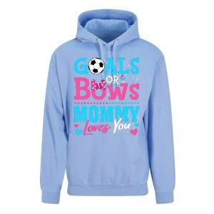 Gender Reveal Goals Or Bows Mommy Loves You Soccer Unisex Surf Hoodie