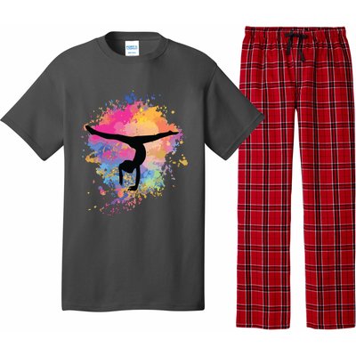 Girl Rainbow Gymnastics Female Gymnast Silhouette HandStand Pajama Set