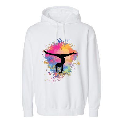 Girl Rainbow Gymnastics Female Gymnast Silhouette HandStand Garment-Dyed Fleece Hoodie