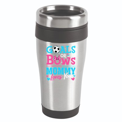 Gender Reveal Goals Or Bows Mommy Loves You Soccer 16oz Travel Tumbler