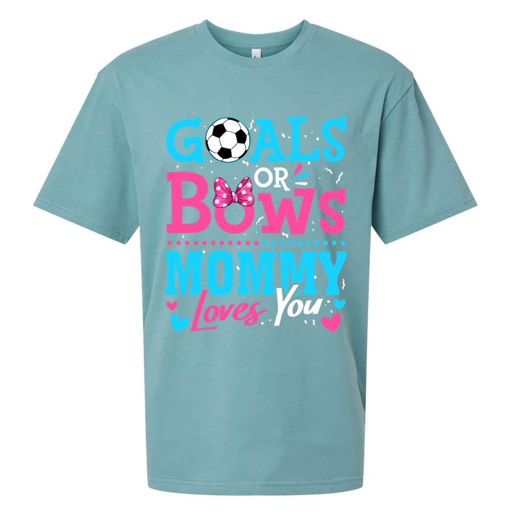 Gender Reveal Goals Or Bows Mommy Loves You Soccer Sueded Cloud Jersey T-Shirt