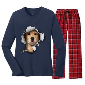 Golden Retriever Gift Golden Dog Gift For Dog Lovers Women's Long Sleeve Flannel Pajama Set 