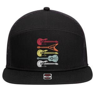 Guitar Retro 7 Panel Mesh Trucker Snapback Hat