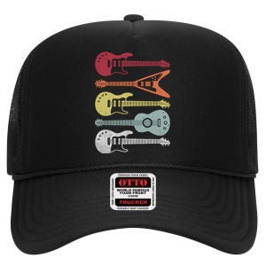 Guitar Retro High Crown Mesh Back Trucker Hat