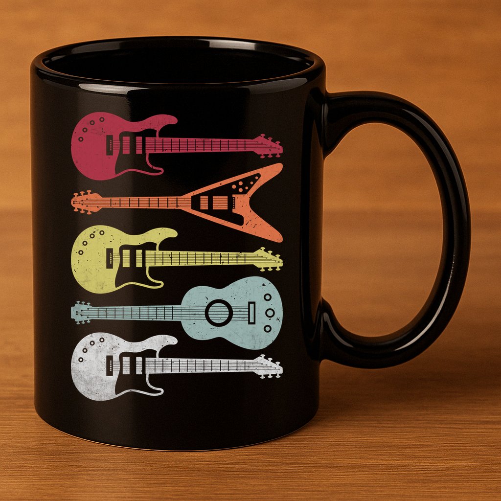 Guitar Retro 11oz C Handle Ceramic Mug