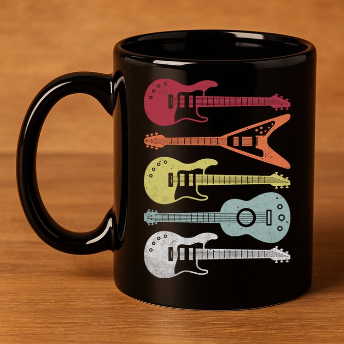 Guitar Retro 11oz C Handle Ceramic Mug