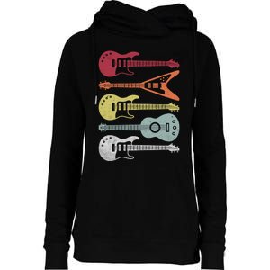 Guitar Retro Womens Funnel Neck Pullover Hood