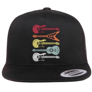 Guitar Retro Flat Bill Trucker Hat