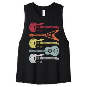 Guitar Retro Women's Racerback Cropped Tank