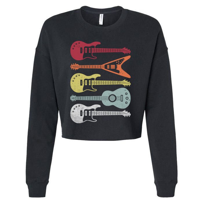 Guitar Retro Cropped Pullover Crew