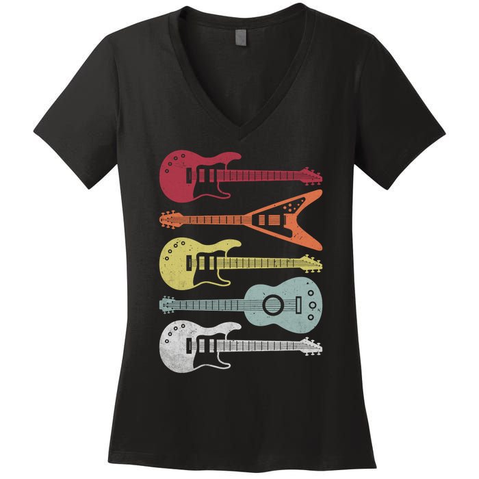 Guitar Retro Women's V-Neck T-Shirt