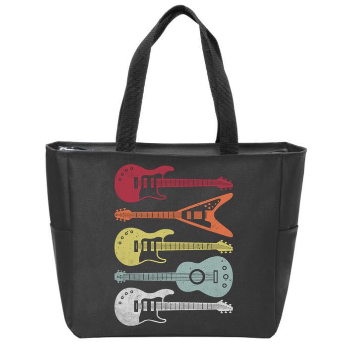 Guitar Retro Zip Tote Bag