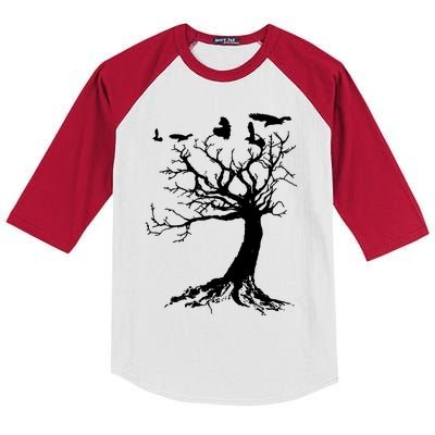 Gothic Raven Kids Colorblock Raglan Jersey