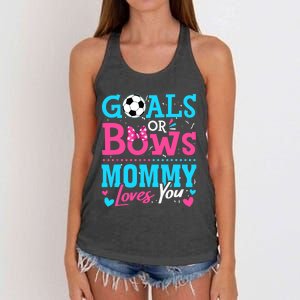 Gender Reveal Goals Or Bows Mommy Loves You Soccer Women's Knotted Racerback Tank