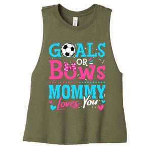 Gender Reveal Goals Or Bows Mommy Loves You Soccer Women's Racerback Cropped Tank