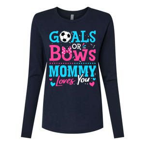 Gender Reveal Goals Or Bows Mommy Loves You Soccer Womens Cotton Relaxed Long Sleeve T-Shirt