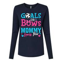 Gender Reveal Goals Or Bows Mommy Loves You Soccer Womens Cotton Relaxed Long Sleeve T-Shirt