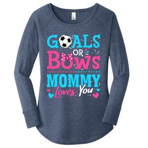 Gender Reveal Goals Or Bows Mommy Loves You Soccer Women's Perfect Tri Tunic Long Sleeve Shirt