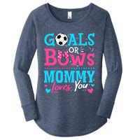 Gender Reveal Goals Or Bows Mommy Loves You Soccer Women's Perfect Tri Tunic Long Sleeve Shirt