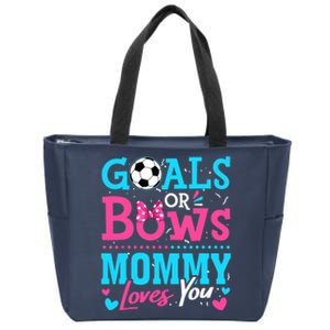 Gender Reveal Goals Or Bows Mommy Loves You Soccer Zip Tote Bag