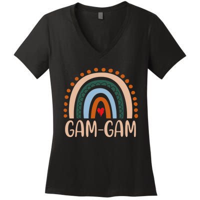 GamGam Rainbow Grandma Cute Mothers Day Funny GamGam Women's V-Neck T-Shirt