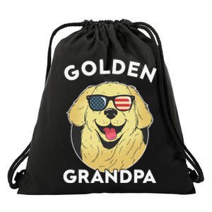 Golden Retriever Grandpa Drawstring Bag