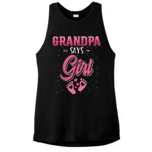 Gender reveal Grandpa says baby matching family set Ladies PosiCharge Tri-Blend Wicking Tank