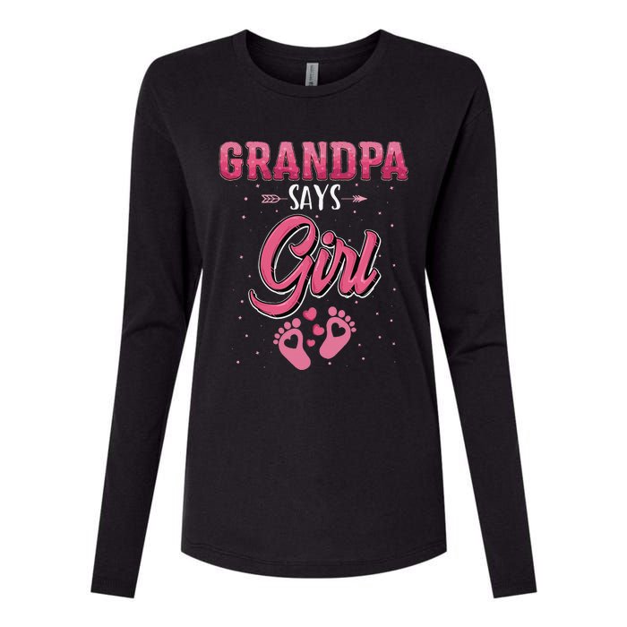 Gender reveal Grandpa says baby matching family set Womens Cotton Relaxed Long Sleeve T-Shirt