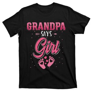 Gender reveal Grandpa says baby matching family set T-Shirt