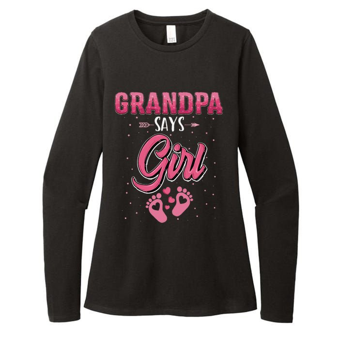 Gender reveal Grandpa says baby matching family set Womens CVC Long Sleeve Shirt